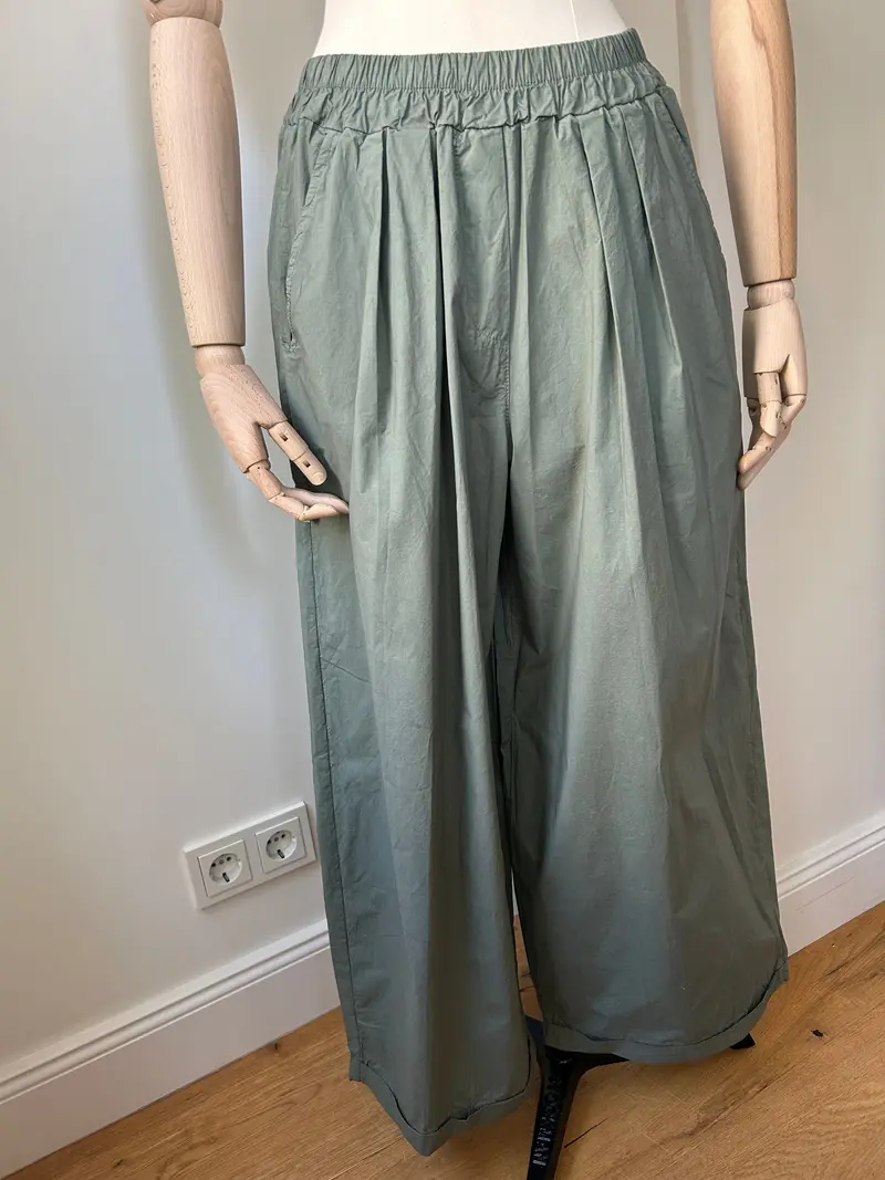 Khaki Palazzo-Style Lightweight Culotte 1