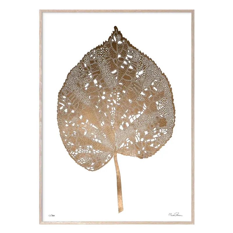 Large Leaf Art Print – Crisp White Botanical Motif On Neutral Background 1