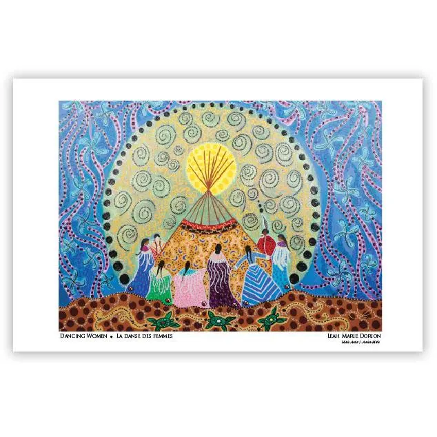 Leah Dorion Métis "Dancing Women" Illustrated Art Card 1