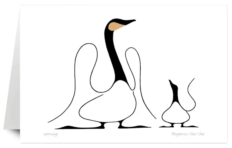 Learning Art Card – Thoughtful Illustration By Anishinaabe Artist Benjamin Chee Chee 1