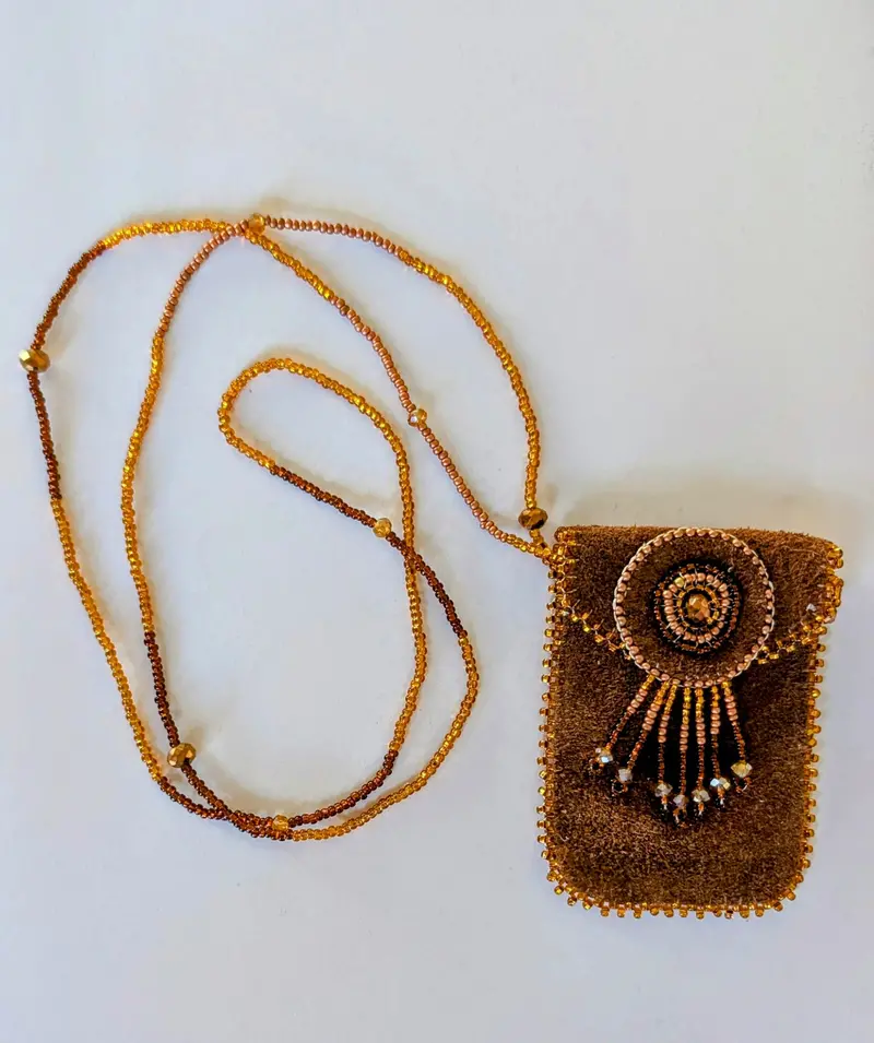 Leather Amulet Pouch On Adjustable Necklace 1