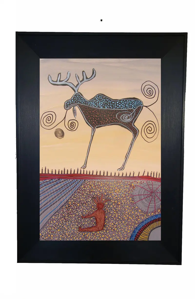 Man Smoking A Pipe Aboriginal Art Print By Alan Syliboy