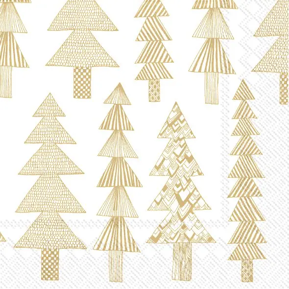 Marimekko Kuusikossa Paper Napkins – White & Gold 1