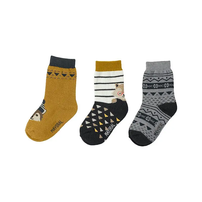 Mayoral Baby 3-Piece Fox-Themed Sock Set – Soft Cotton, Style 10095-83 1