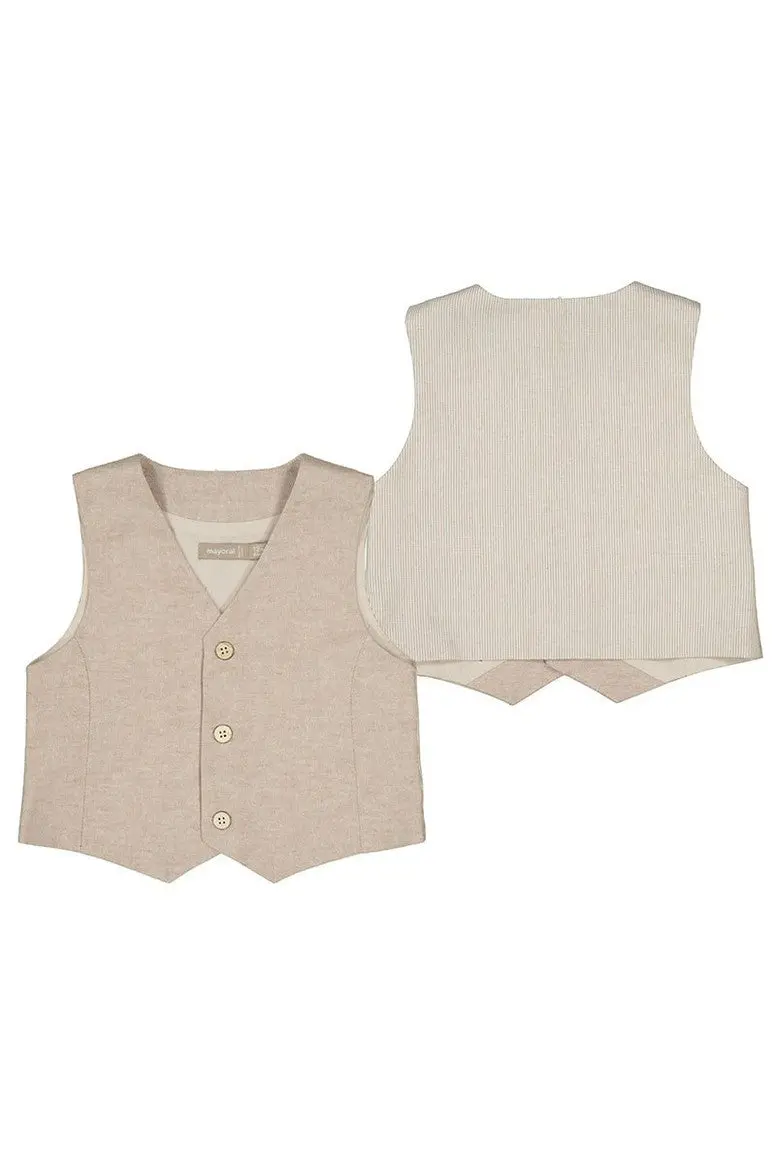 Mayoral Baby Linen Sleeveless Vest – Elegant Detailing, Style 1387-46 1