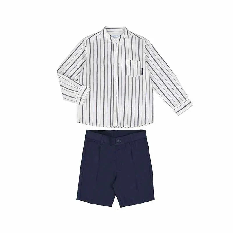 Mayoral Mini Matching Set: Long Sleeve Button-Down + Bermuda Shorts – Style 3281-34 1