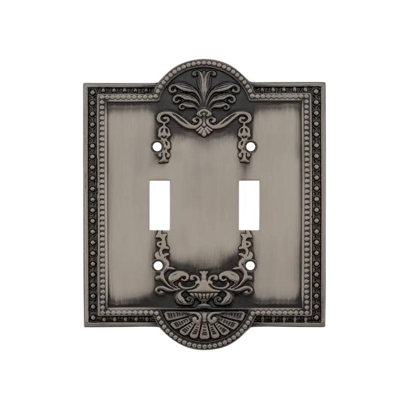 Meadows Double-Toggle Switch Plate – Antique Pewter Finish 1