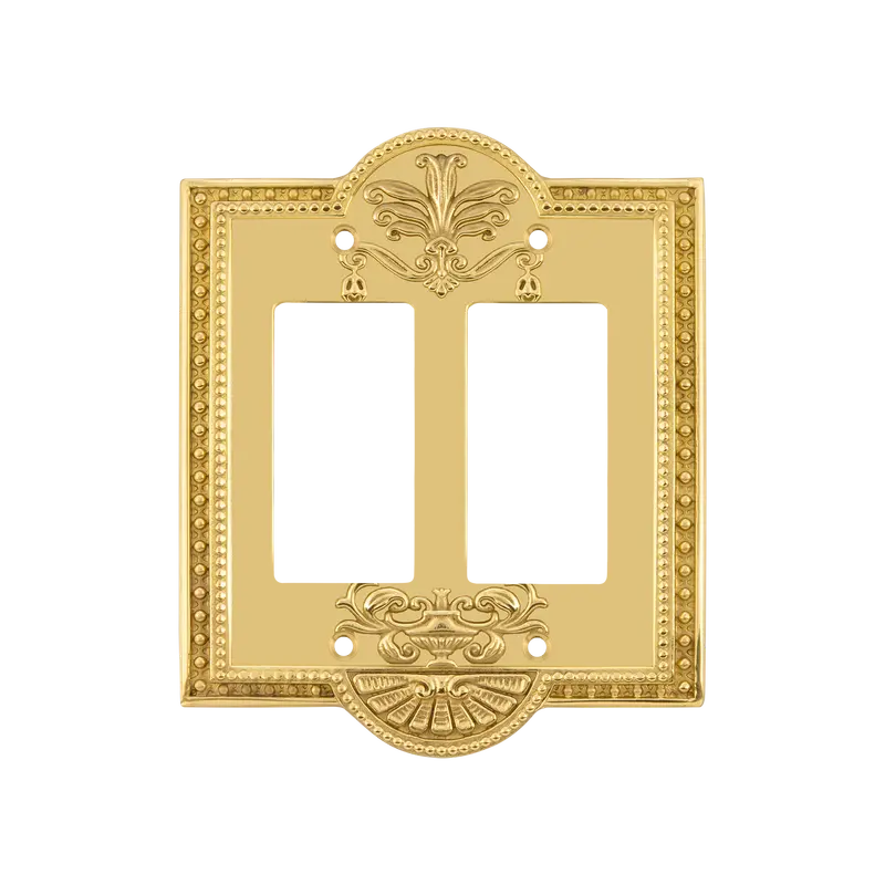 Meadows Dual-Rocker Switch Plate In Unlacquered Brass 1