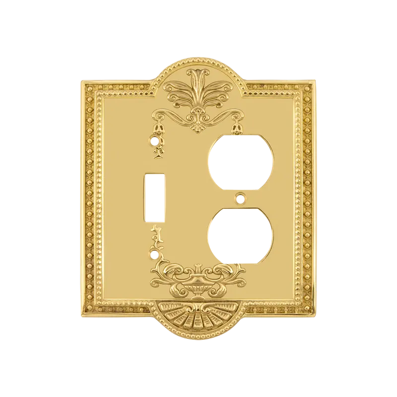 Meadows Toggle-And-Outlet Switch Plate In Unlacquered Brass 1
