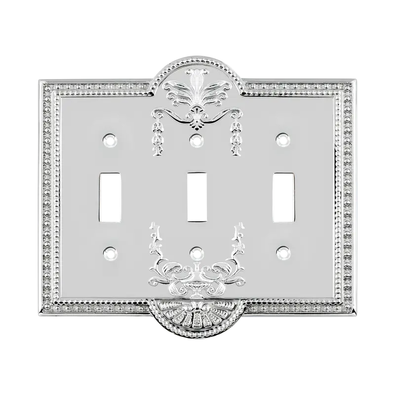 Meadows Triple-Toggle Switch Plate – Bright Chrome Finish 1