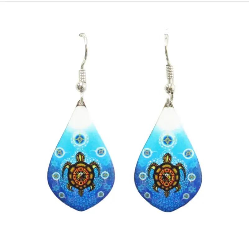 Medicine Turtle Drop Earrings By James Jacko (Anishinaabe Artist) 1