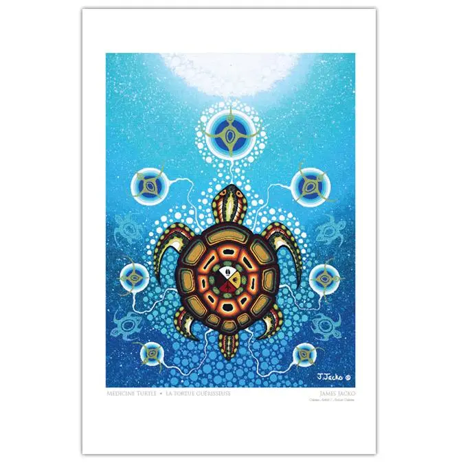Medicine Turtle Greeting Card By Indigenous Artist Jack Jacko 1