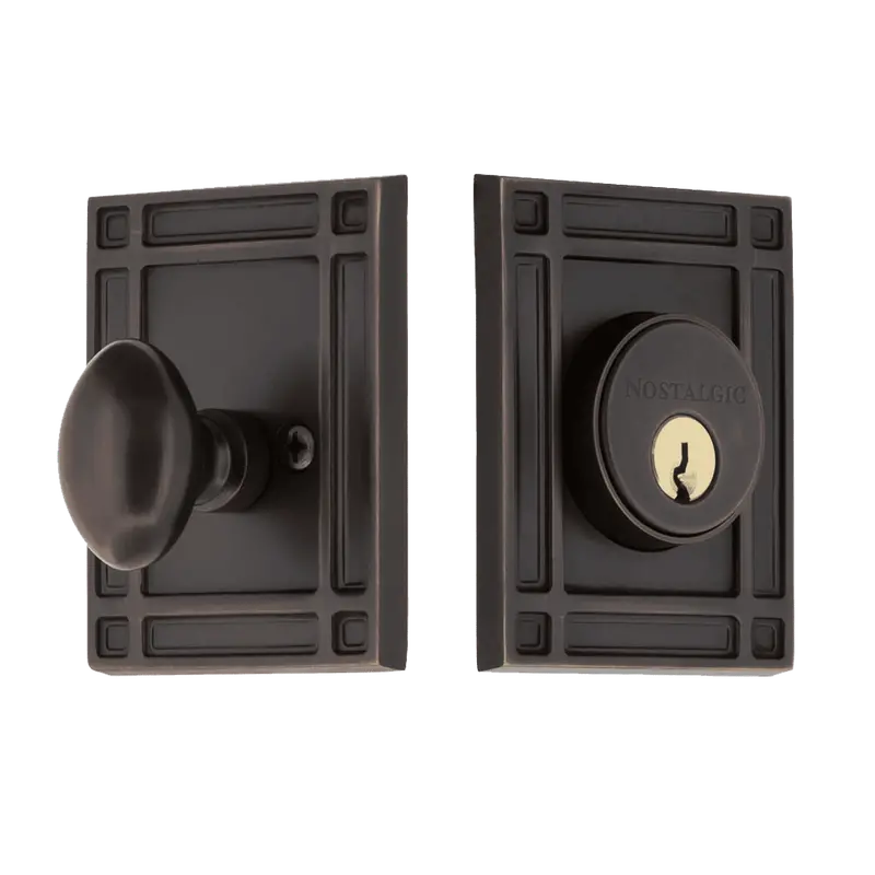 Mission Single-Cylinder Deadbolt With Long Plate – Timeless Bronze 1