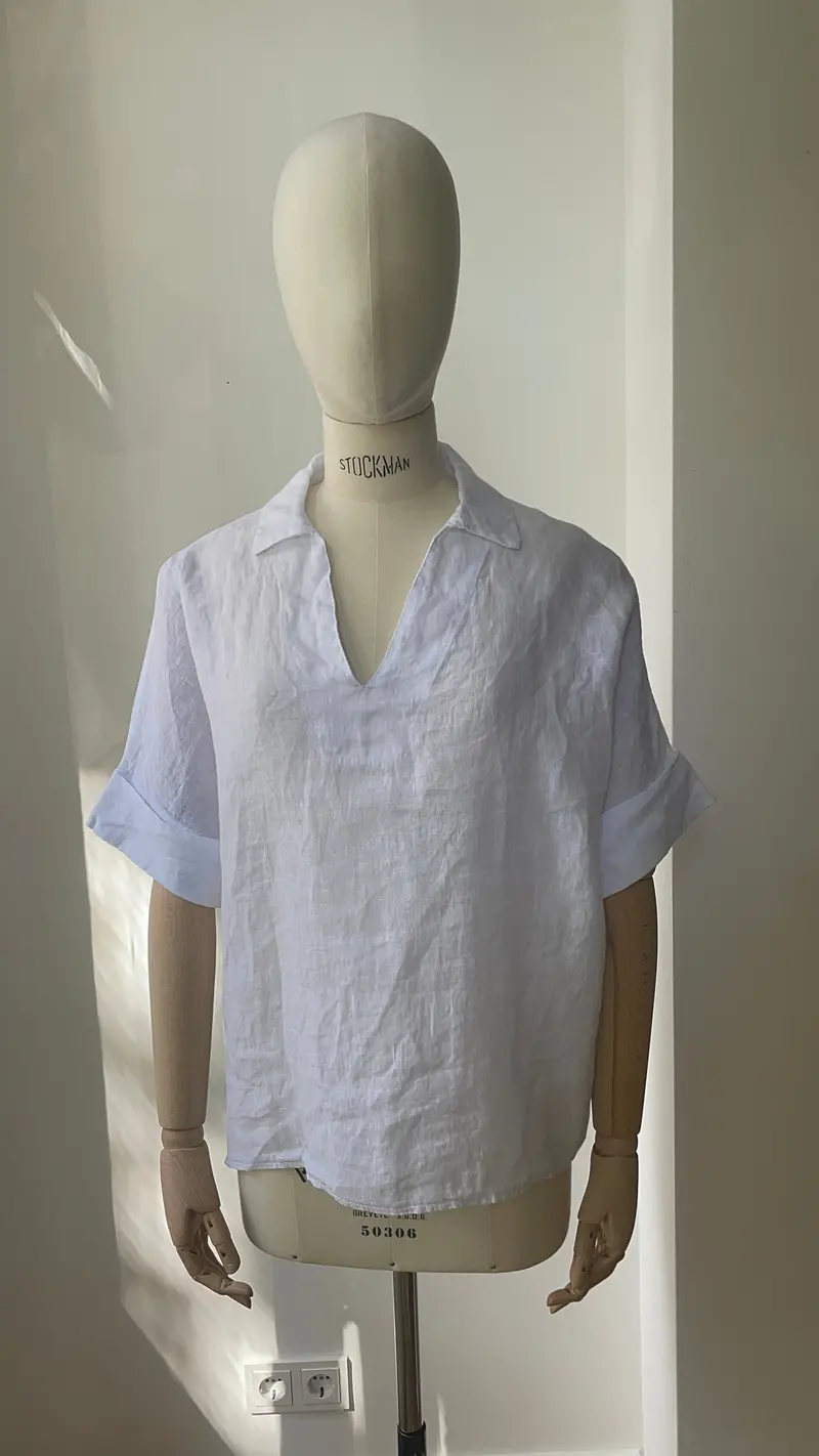 Natural Linen Blouse In White 1