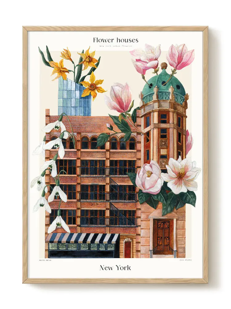 New York City Flower House Print Design 1