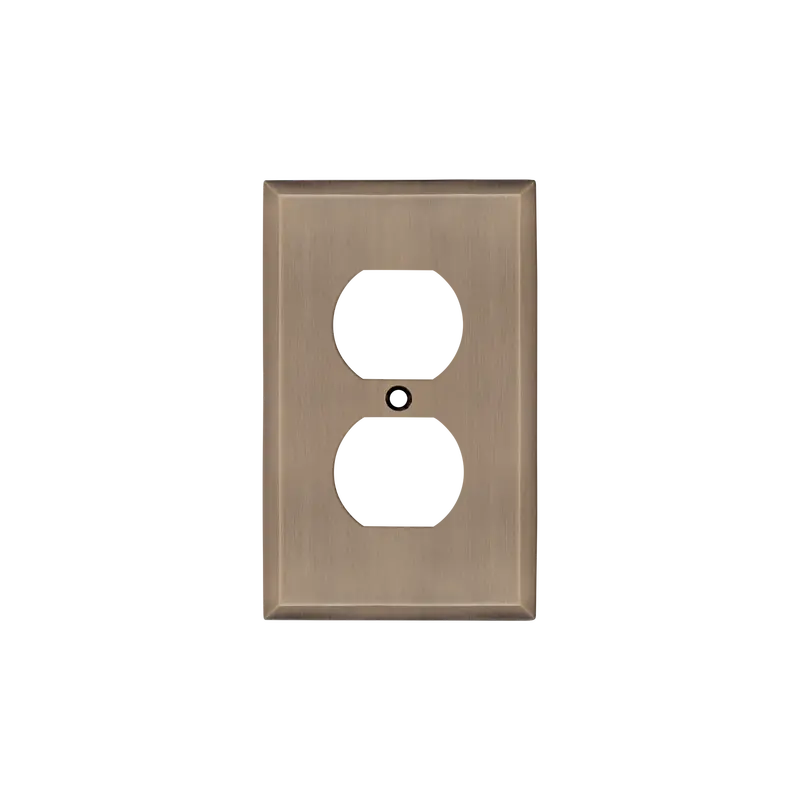 New York Collection Switch Plate: Single Outlet, Antique Brass Finish 1