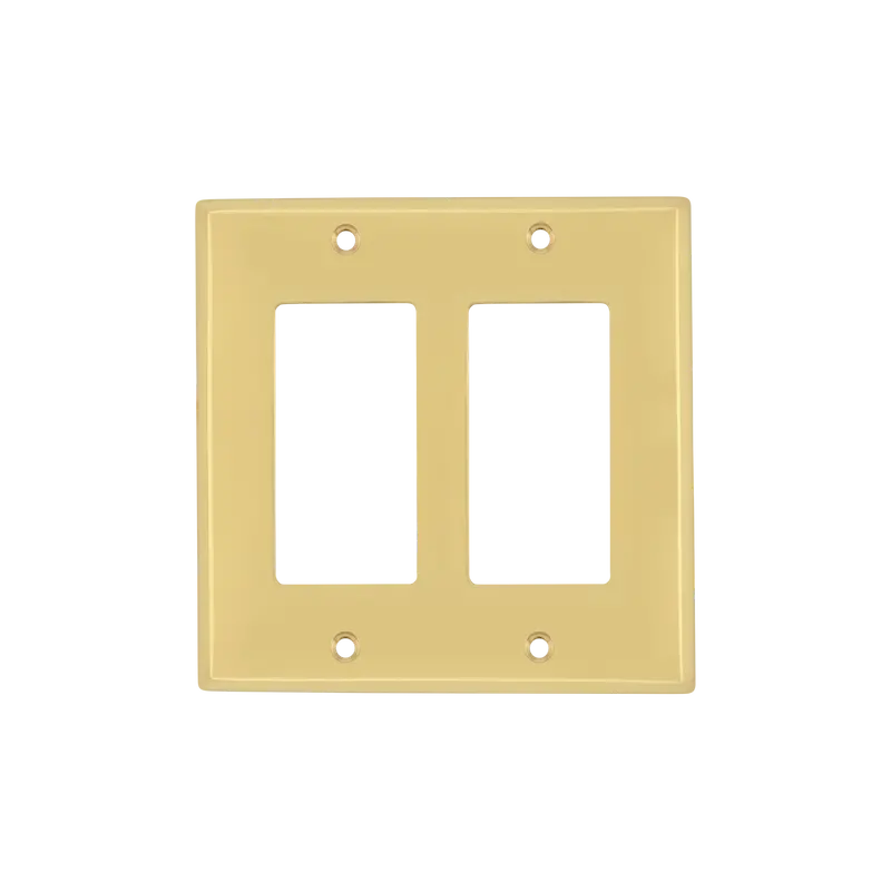 New York Dual-Rocker Switch Plate In Unlacquered Brass 1