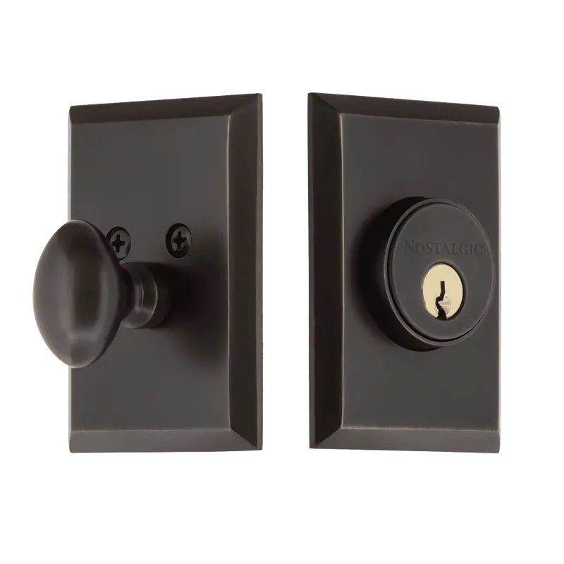 New York Single-Cylinder Deadbolt With Matching Long Plate – Timeless Bronze Finish 1