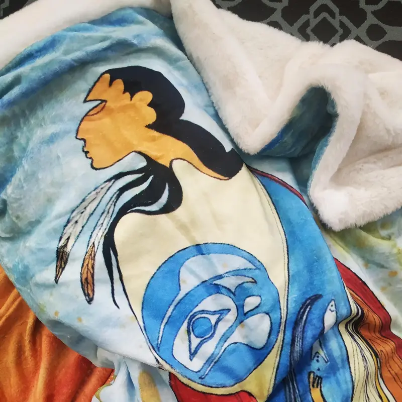 Not Forgotten Faux Rabbit Throw Blanket Featuring Original Art By Indigenous Artist Maxine Noel 1