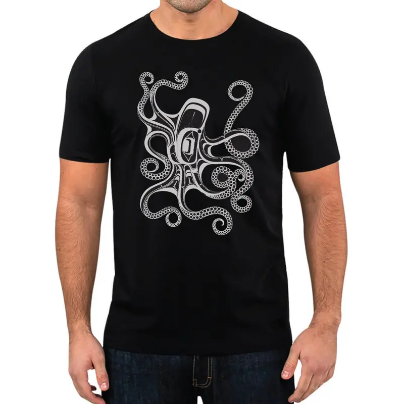 Nuu (Octopus) Design Unisex T-Shirt By Ernest Swanson (Haida) 1