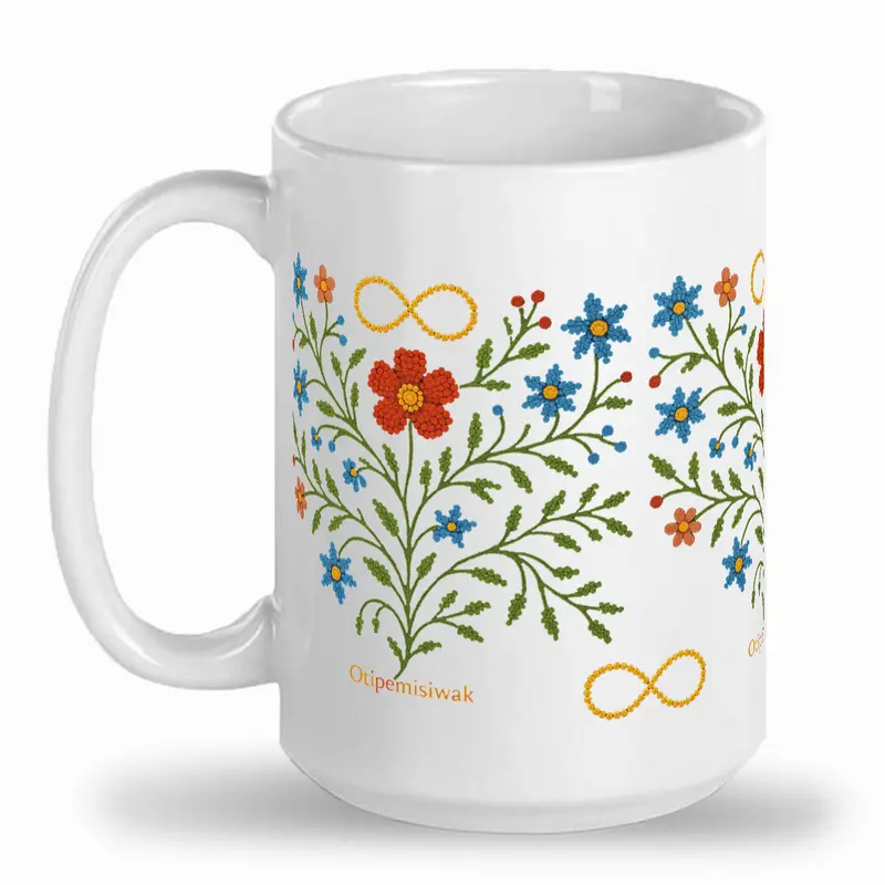 Otipemisiwak 15 Oz Ceramic Mug – Indigenous Design 1