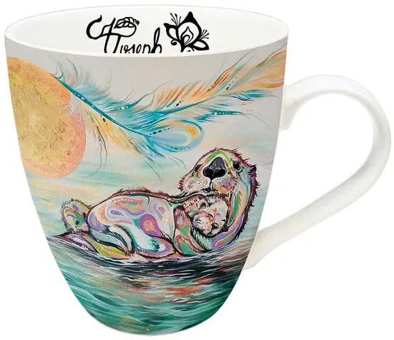 Otter Family Mug (18 Oz) Featuring Art By Métis Creator Carla Joseph 1