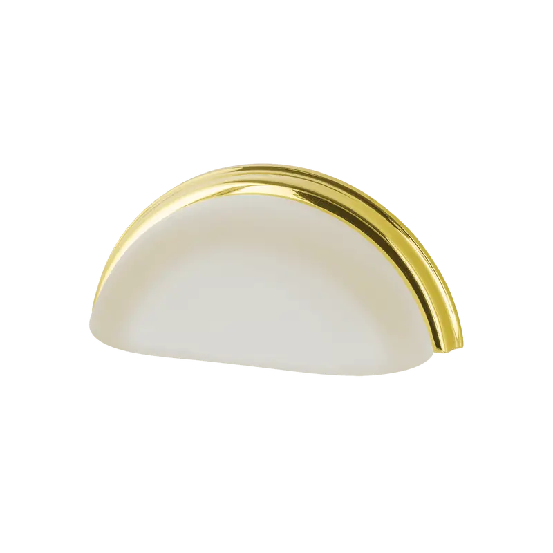 Polished Brass 3" Crystal Frosted Cup Pull 1