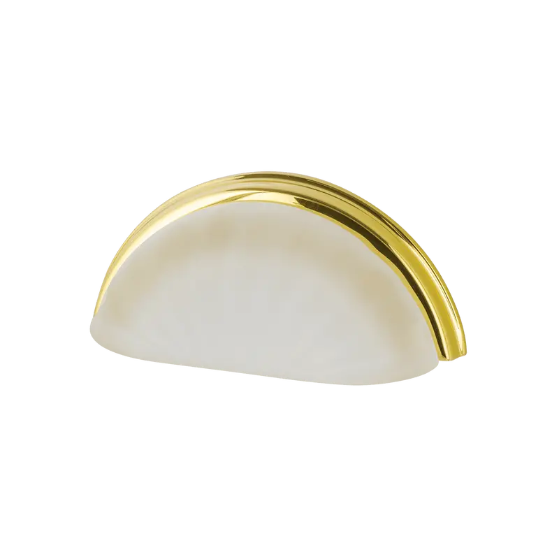 Polished Brass 3" Crystal Frosted Fluted Cup Pull 1