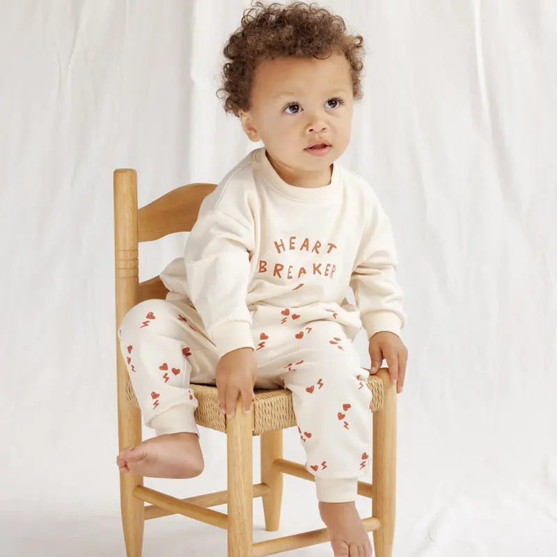 Quincy Mae Baby Relaxed Sweatpants – Electric Heart Design – Qm456Palm 1