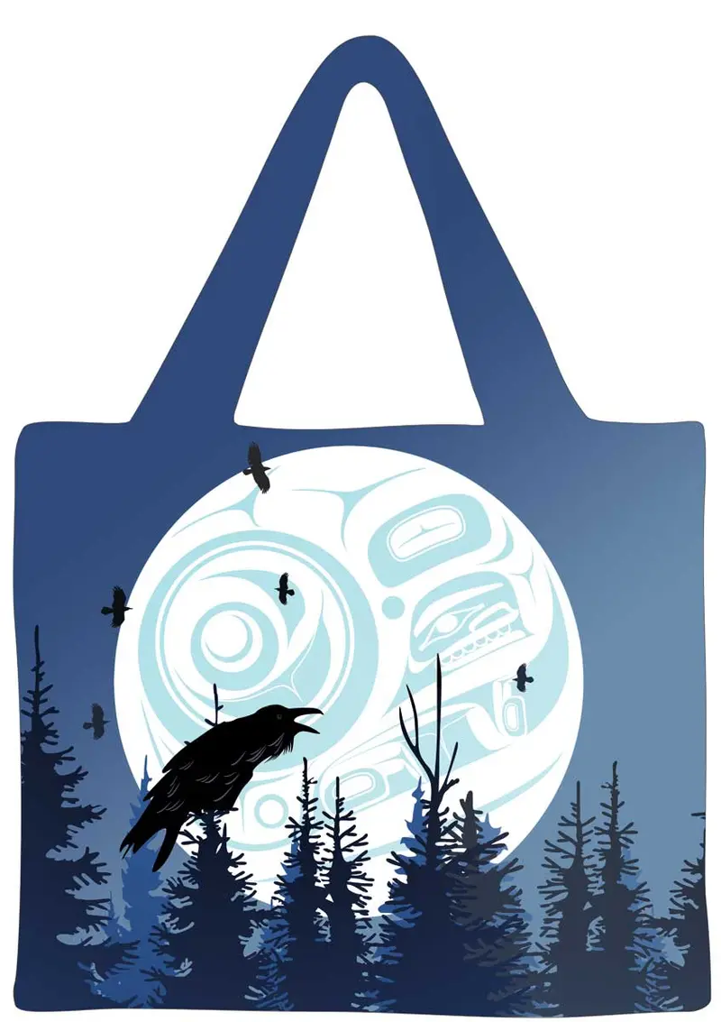 "Raven Moon" Hand-Designed Canvas Bag By Haida Artist Mark Preston 1