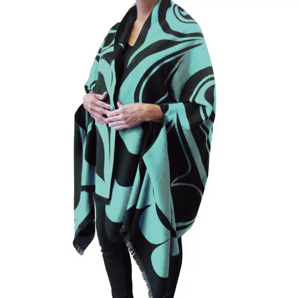 Roger Smith Haida "Eagle" Reversible Teal Fashion Cape (Pre-Order, Ships July) 1