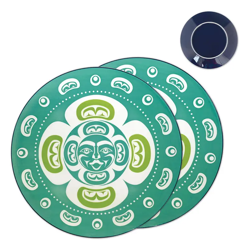 Salish Artist Simone Diamond Dinner Plate Set – 'Moon' Motif, 10.5" Pair 1