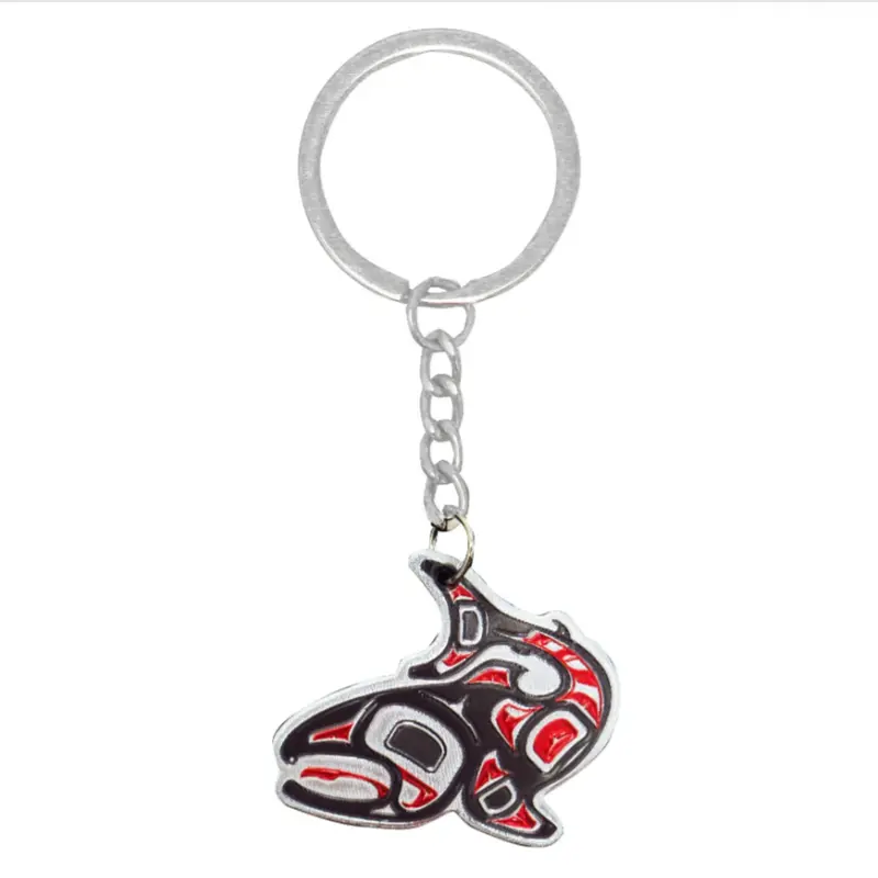 Salmon Metallic Keychain By Indigenous Artist Jamie Sterritt 1