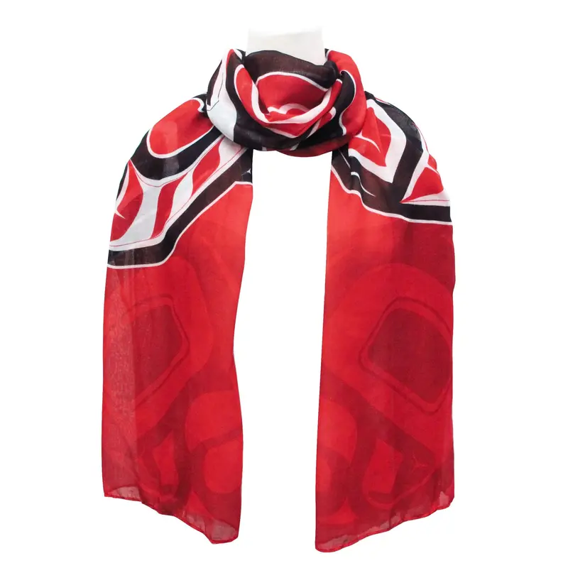 Salmon-Themed Art Scarf By Indigenous Artist Jamie Sterritt 1