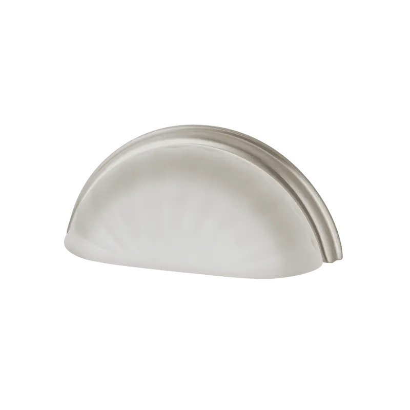 Satin Nickel Crystal Cup Pull – Frosted Fluted Design, 3" Center-To-Center 1