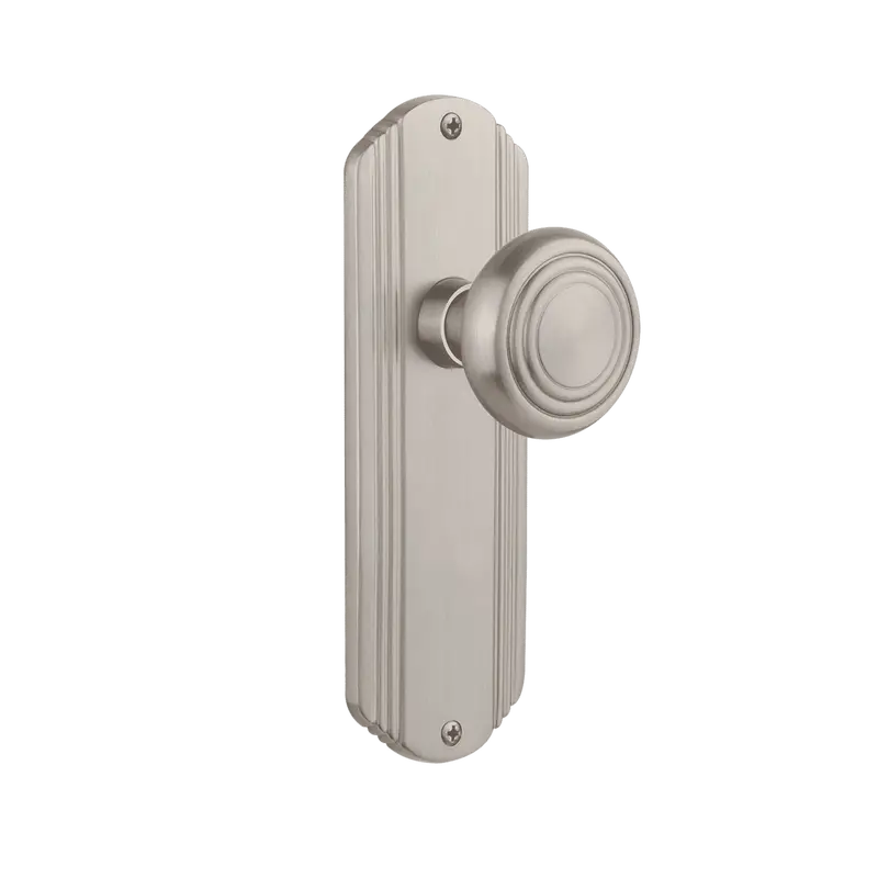 Satin Nickel Deco Long Plate And Knob Set 1