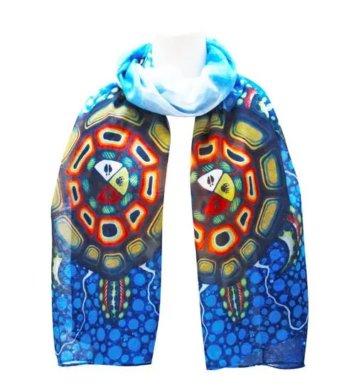 Silk Scarf Featuring 'Medicine Turtle' Art By Indigenous Artist James Jacko 1