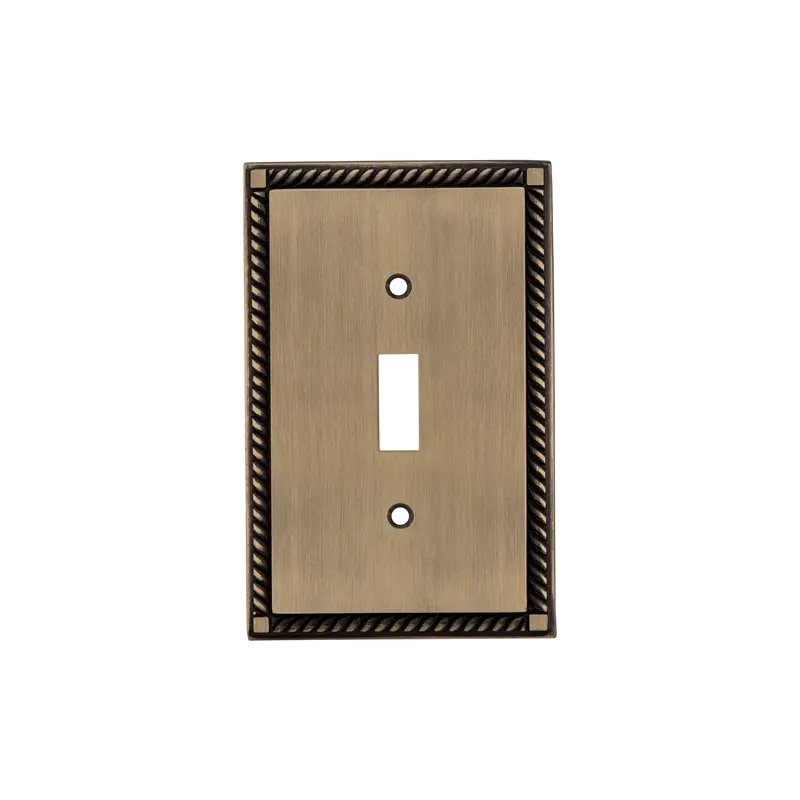 Single-Toggle Rope Switch Plate In Antique Brass 1