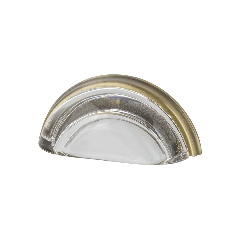 Smooth Crystal Cup Pull – 3" Center-To-Center, Antique Brass 1