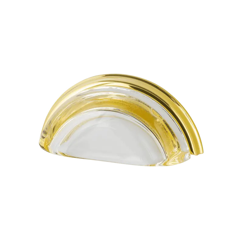 Smooth Crystal Cup Pull – 3" Ctc, Polished Brass Finish 1