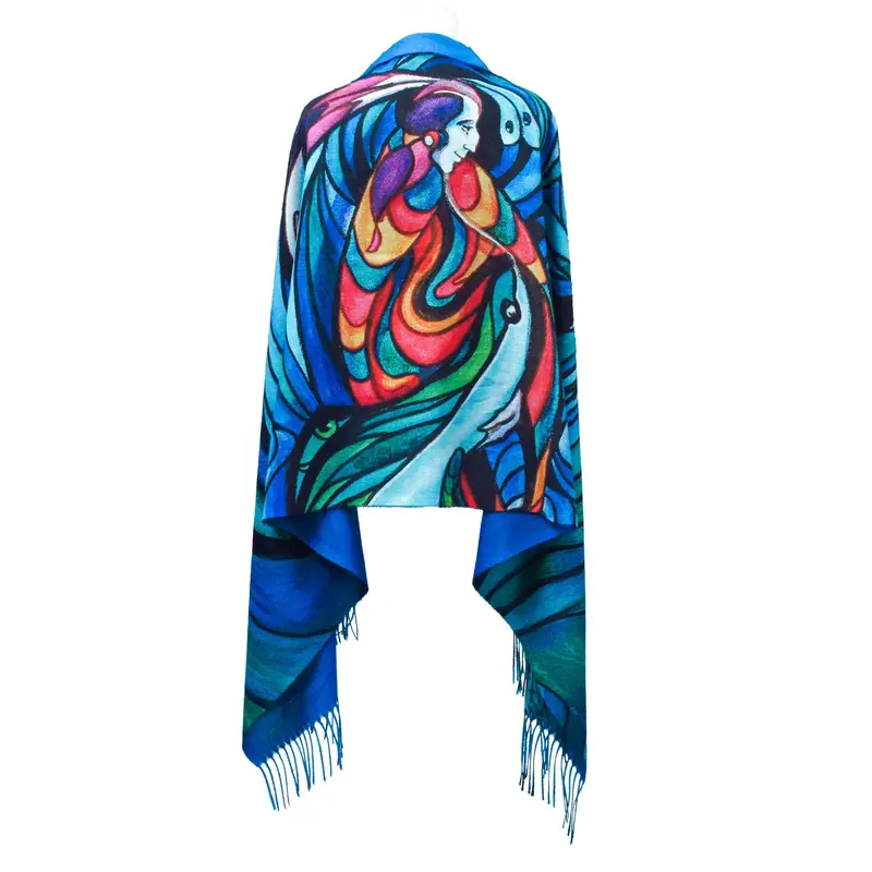 Spirit Fish Eco Art Shawl – Sustainable Wearable Art By Secwépemc Artist Don Chase 1