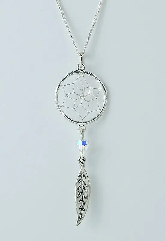 Sterling Silver Dreamcatcher Necklace With Swarovski Crystal Accent 1