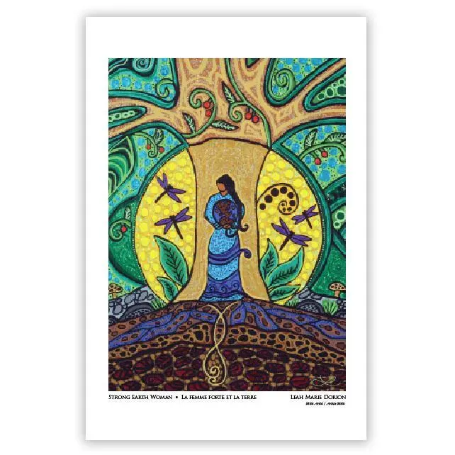 Strong Earth Woman Greeting Card By Métis Illustrator Leah Dorion 1