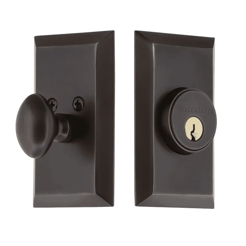 Studio Plate Single-Cylinder Deadbolt – Timeless Bronze Finish 1