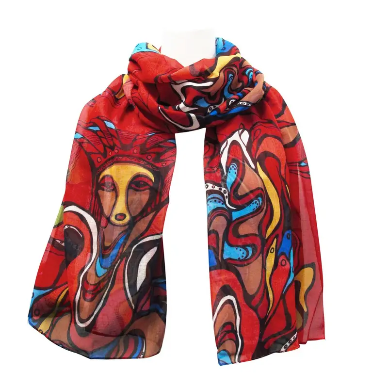 Sustainable "Pow Wow Dancer" Scarf Designed By Anishinaabe Artist Daphne Odjig 1