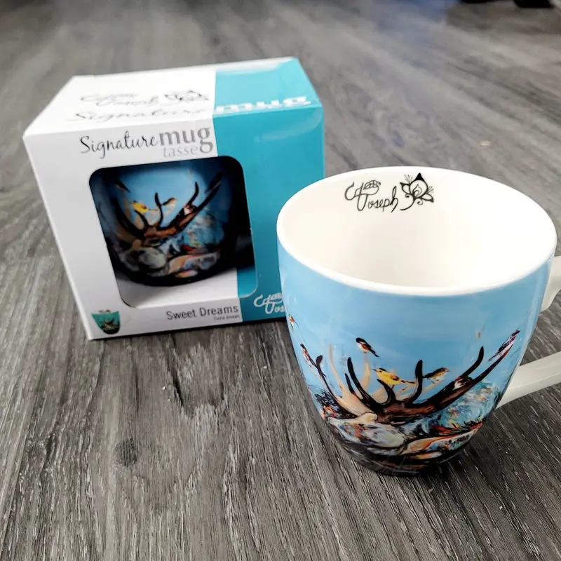Sweet Dreams Ceramic Mug (18 Oz) Featuring Sleeping Moose Art By Métis Creator Carla Joseph 1