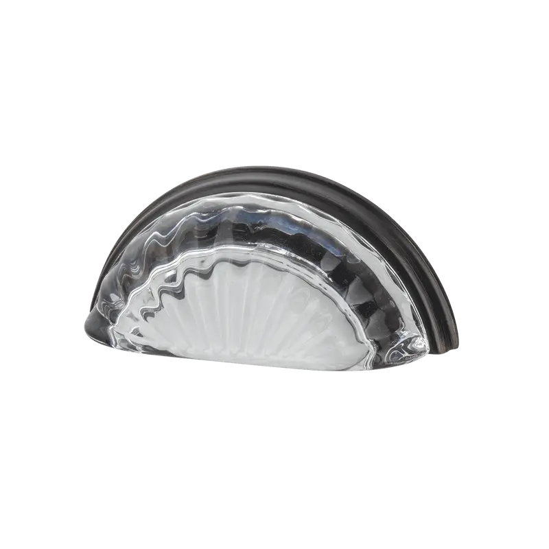 Timeless Bronze 3" Crystal Clear Fluted Cup Pull 1