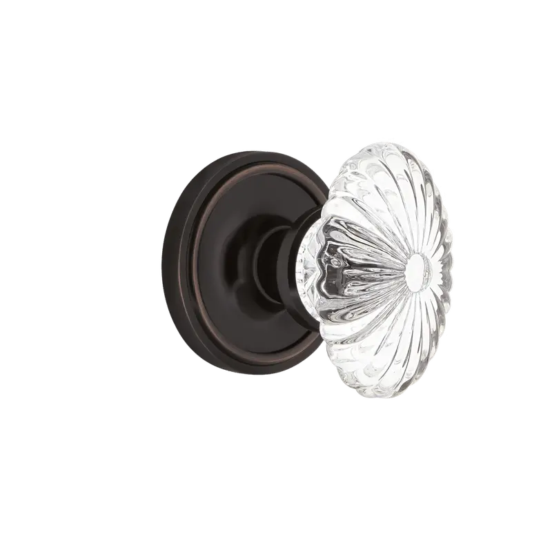 Timeless Bronze Classic Rosette With Oval Fluted Crystal Knob 1