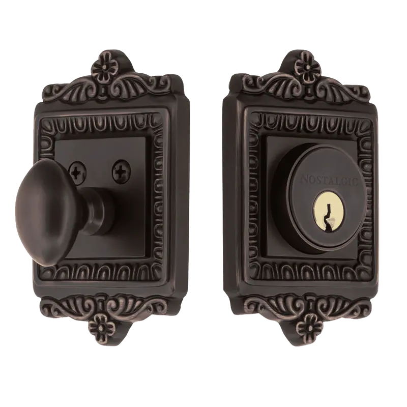 Timeless Bronze Egg-And-Dart Single-Cylinder Deadbolt Plate 1