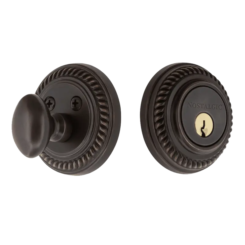 Timeless Bronze Rope Rosette Single-Cylinder Deadbolt 1